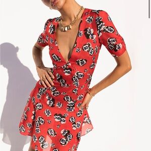 Realisation Par Ozzie Red Floral Mini Dress